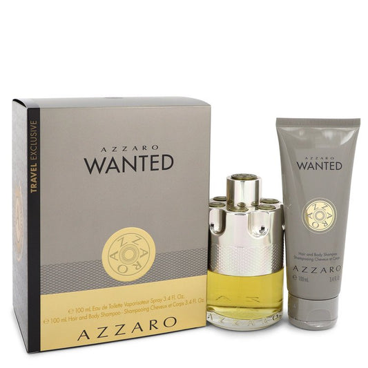Azzaro Wanted Gift Set - 3.4 oz Eau De Toilette Spray + 3.4 oz Hair and Body Shampoo (2016)