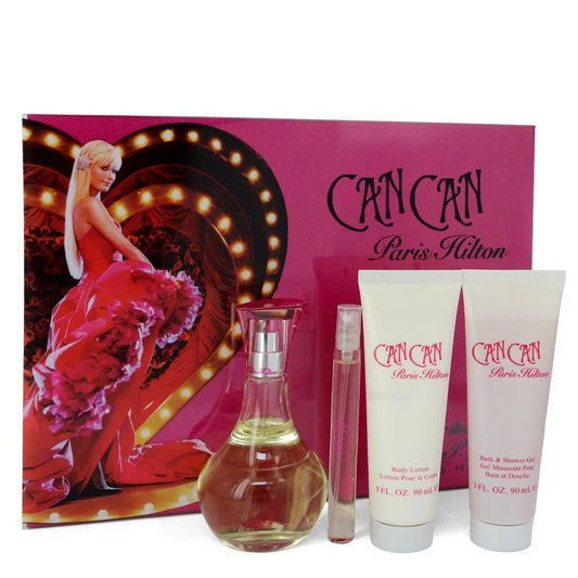 Can Can Gift Set -  3.4 oz Eau De Parfum Spray + 3 oz Body Lotion + 3 oz Shower Gel + .34 oz Mini EDP Spray 4 Pc (2007)
